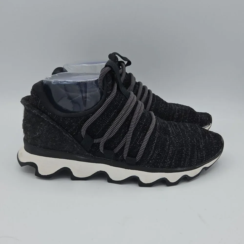 SOREL Kinetic Lace Sneakers Womens 7.5 Black Heather Knit Walking Shoes NL3227